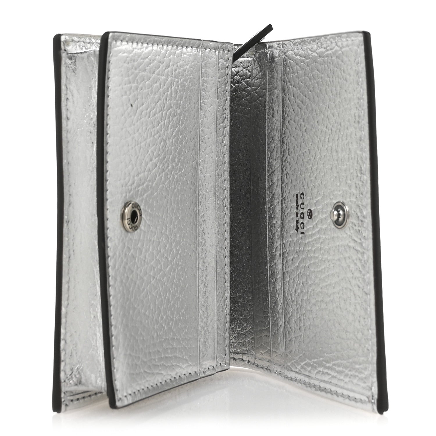 Gucci Metallic Calfskin GG Marmont Card Case Silver 5 of 7