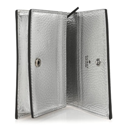 Gucci Metallic Calfskin GG Marmont Card Case Silver 5 of 7
