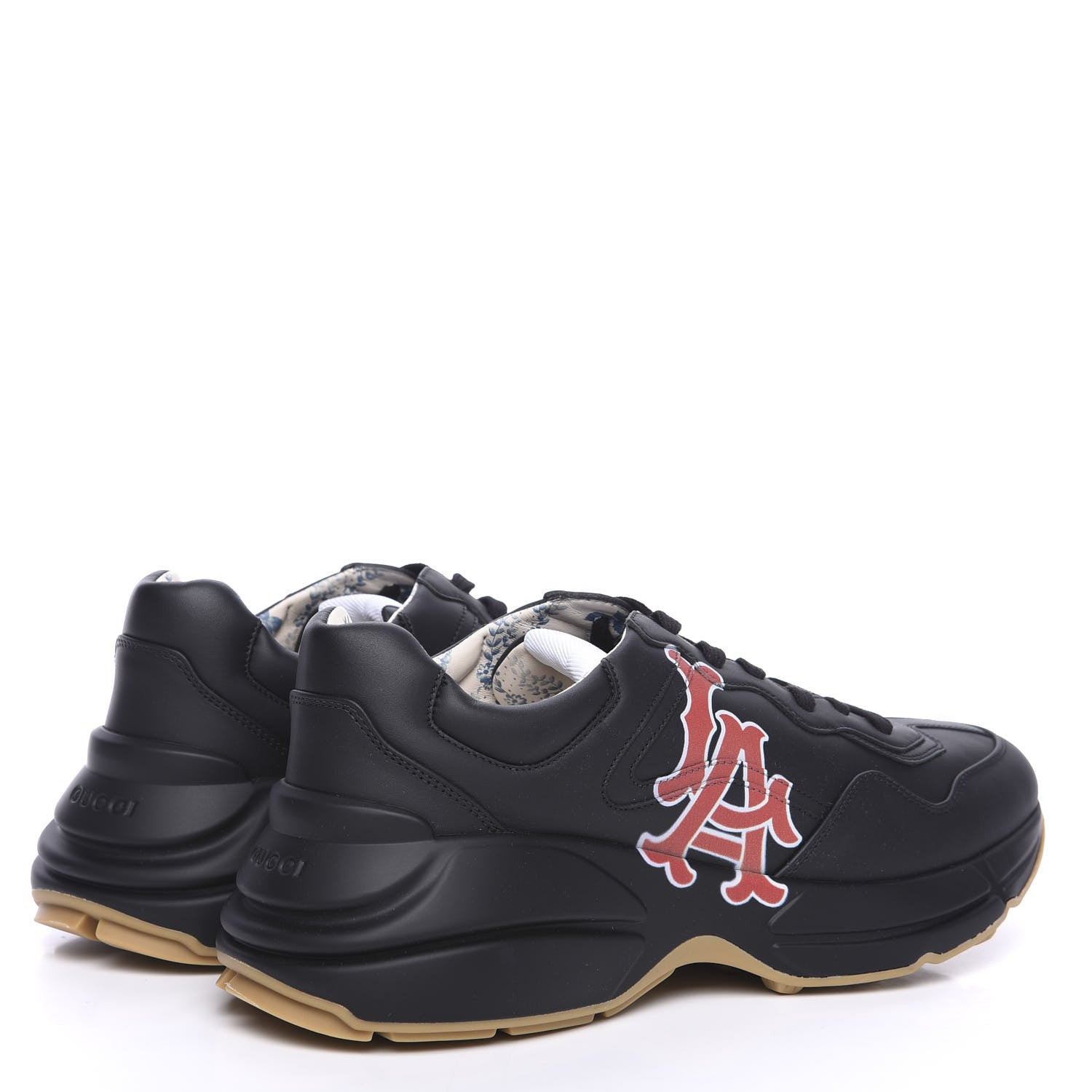 Gucci X MLB Calfskin LA Dodgers Mens Rhyton Sneakers 10 Black 4 of 11