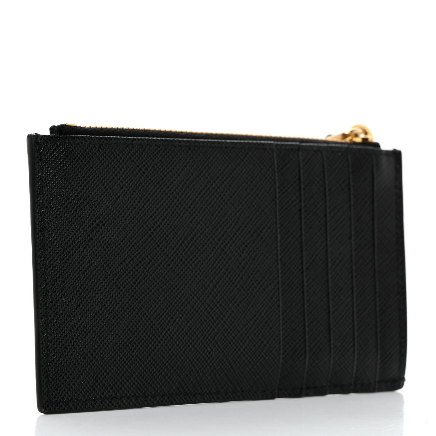Saffiano Triangle Zip Card Holder Black