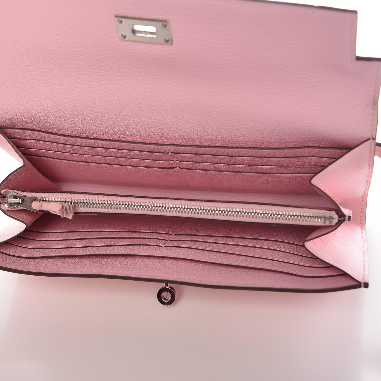 Hermes Swift Ghillies Kelly Longue Wallet Rose Sakura 5 of 10