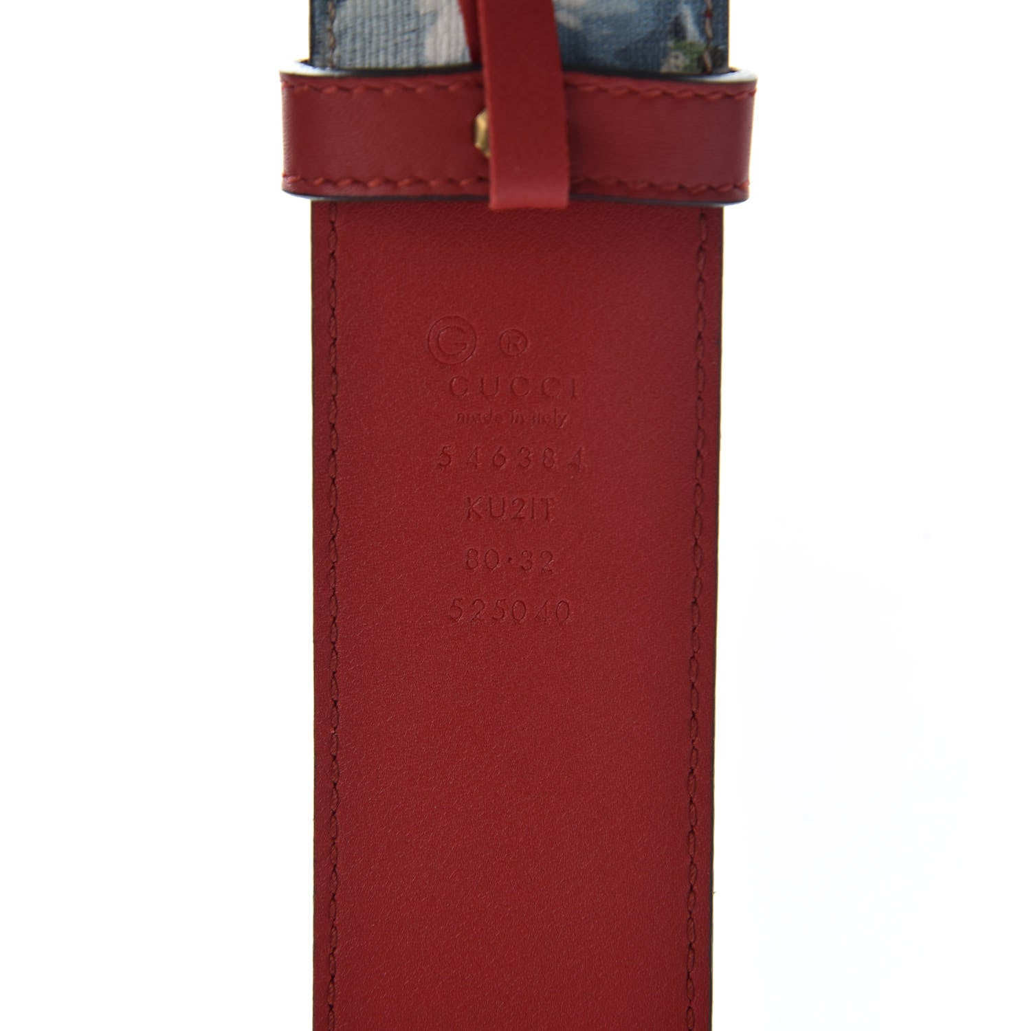 Gucci GG Plus Monogram Blooms Plaque Belt 80 32 Blue 3 of 4