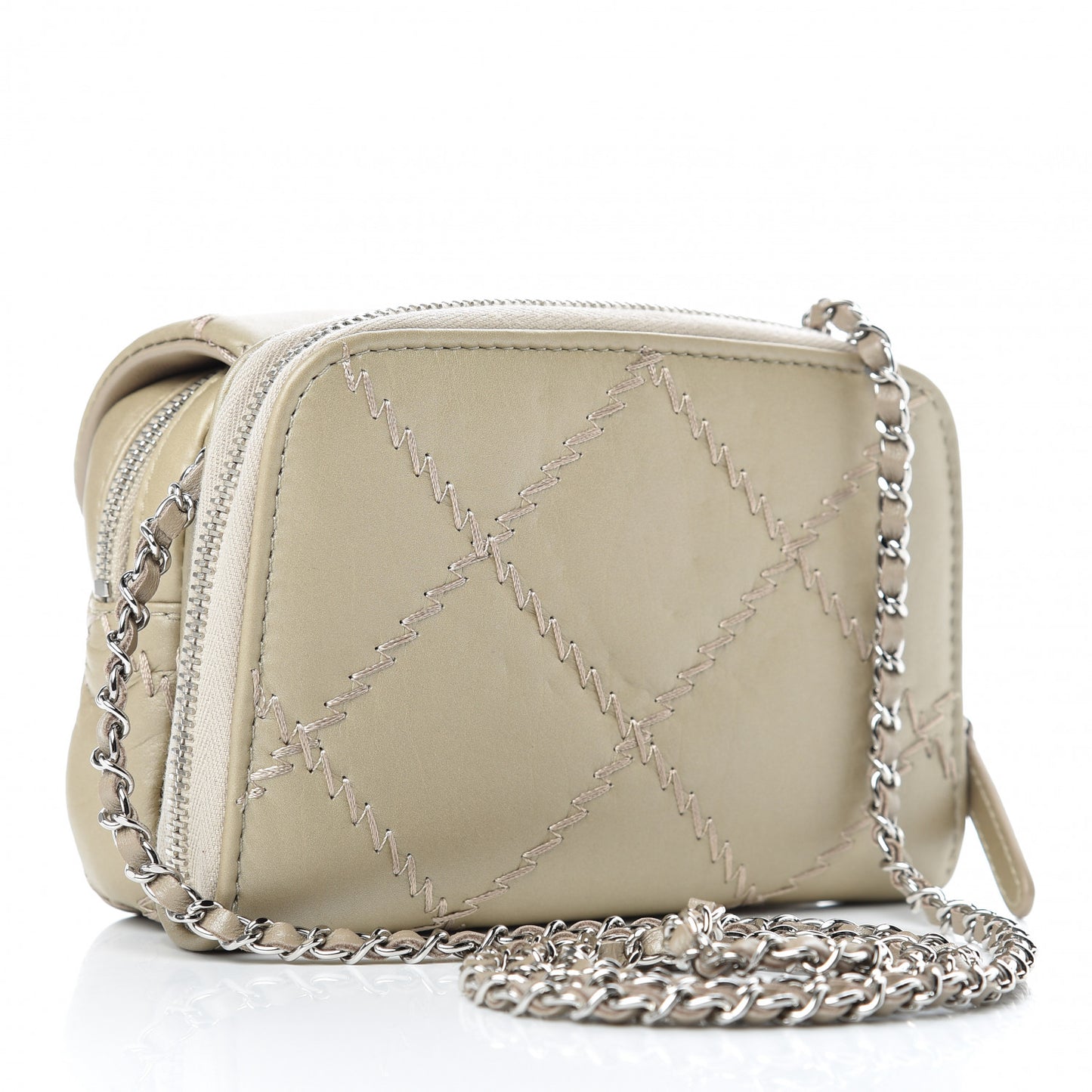 Metallic Lambskin Stitched New Mini Flap Gold