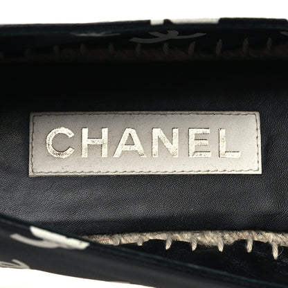 Chanel Lambskin Printed CC Espadrilles 38 Black White 9 of 9