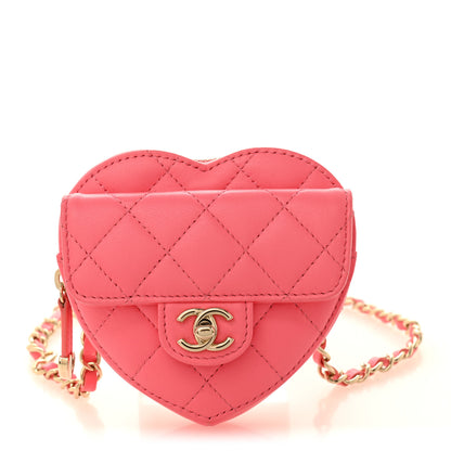 Chanel Lambskin Quilted CC In Love Heart Waist Belt Bag With Chain Pink 1 of 11