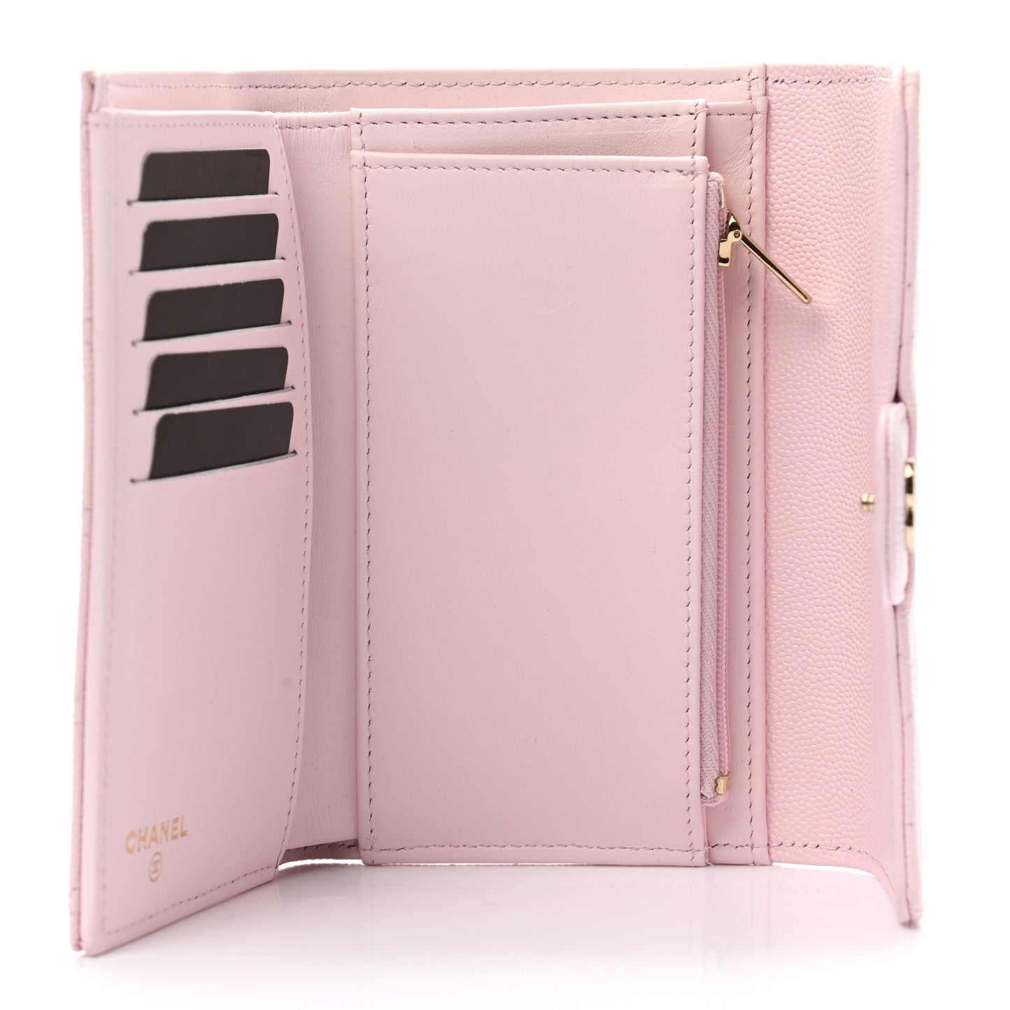 Caviar Quilted Medium Flap Wallet Pink