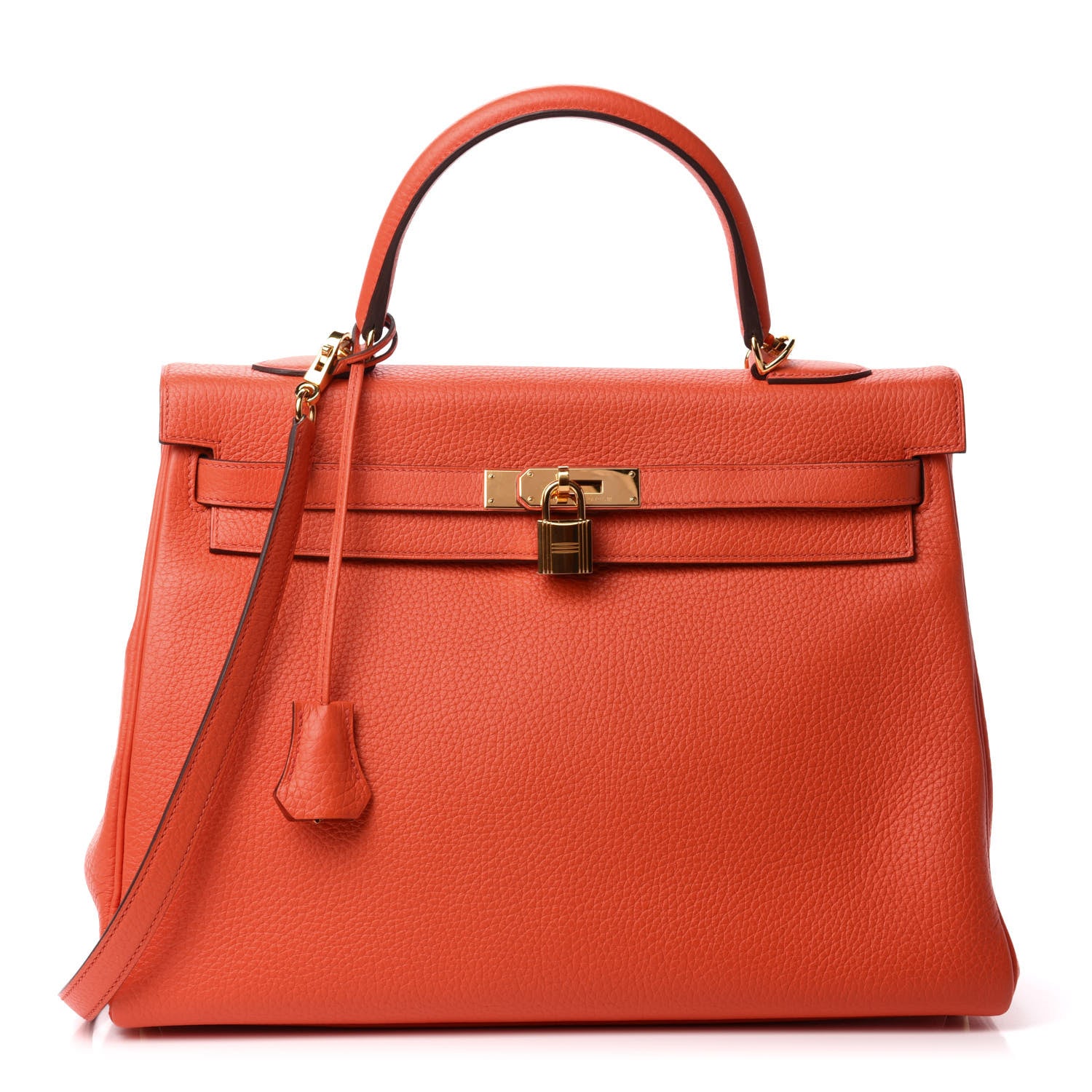 Hermes Taurillon Clemence Kelly Retourne 35 Orange Poppy 1 of 11