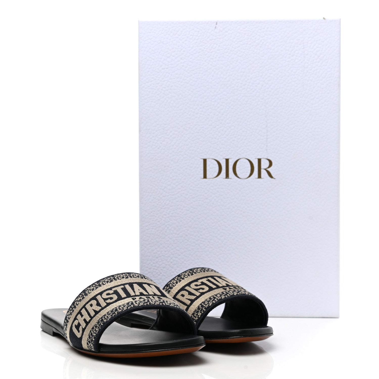 Christian Dior Canvas Embroidered Dway Mules Slide Sandals 37 Deep Blue 9 of 9