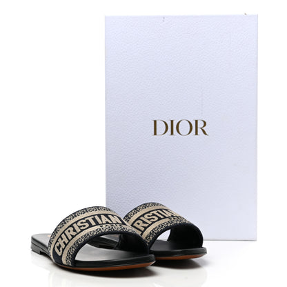 Christian Dior Canvas Embroidered Dway Mules Slide Sandals 37 Deep Blue 9 of 9
