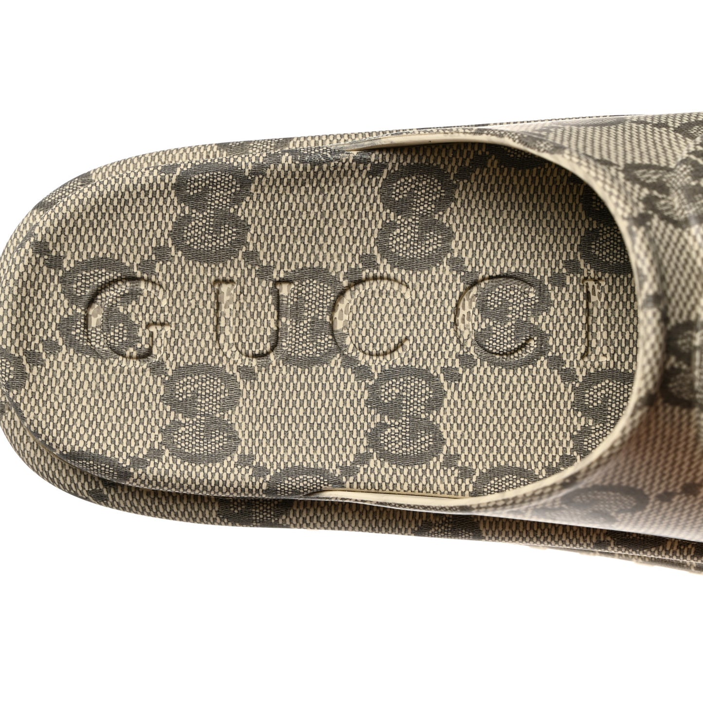 Cubic Rubber GG Monogram Womens Interlocking G Platform 42mm Slide Sandals 39 Beige Ebony