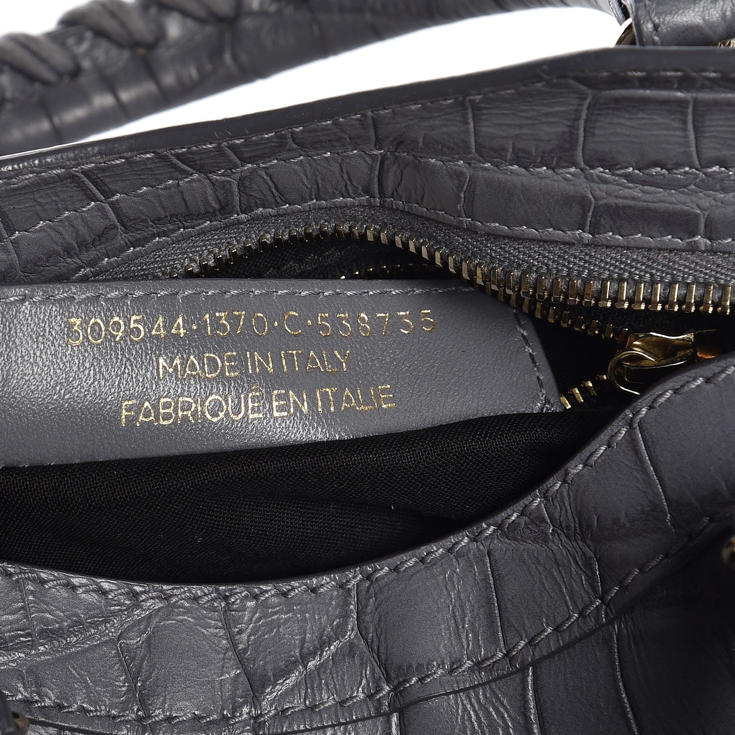 Balenciaga Calfskin Crocodile Embossed Giant 12 Gold Hardware Mini City Gris Beton 8 of 9