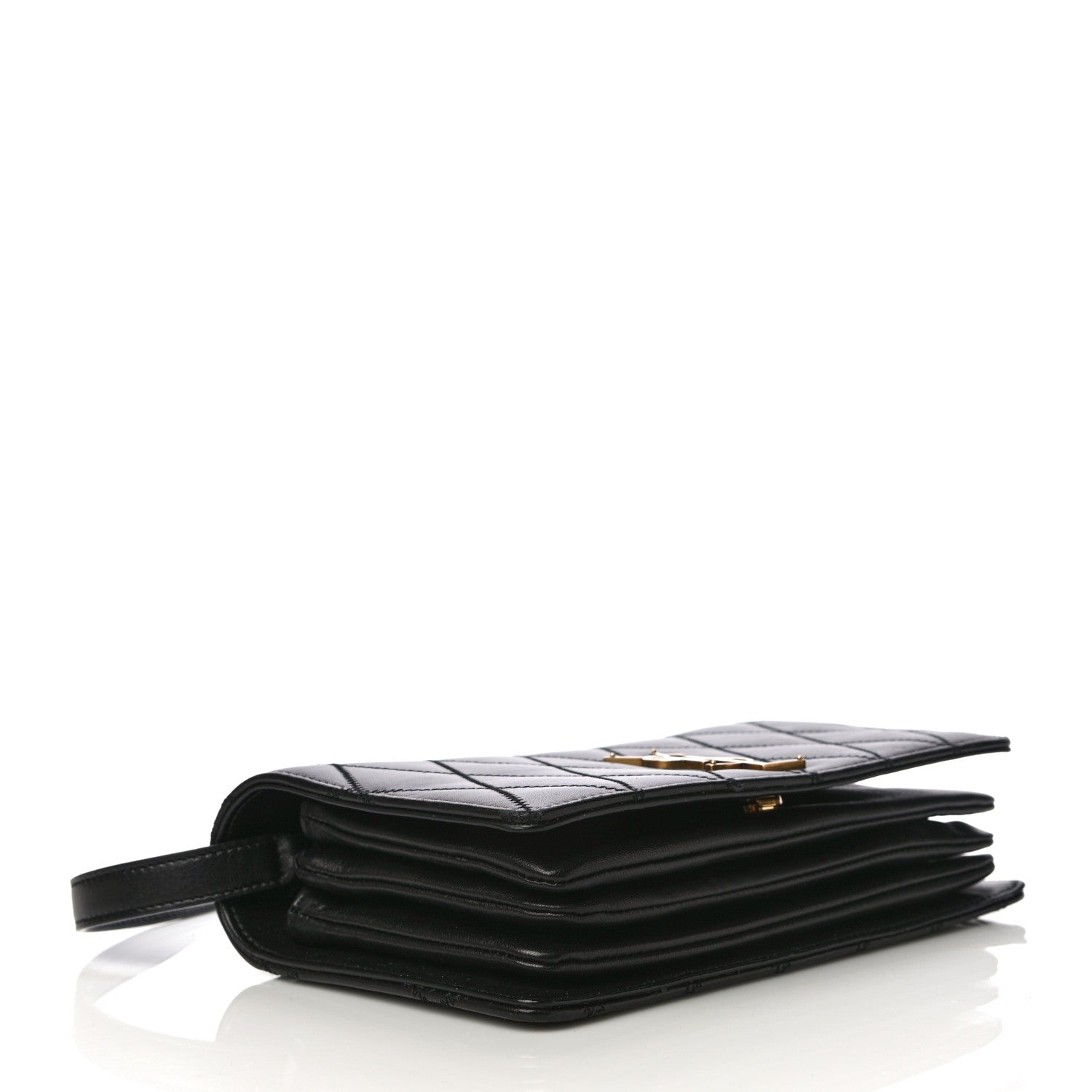 Saint Laurent Lambskin Diamond Quilted Monogram Angie Chain Bag Black 4 of 31