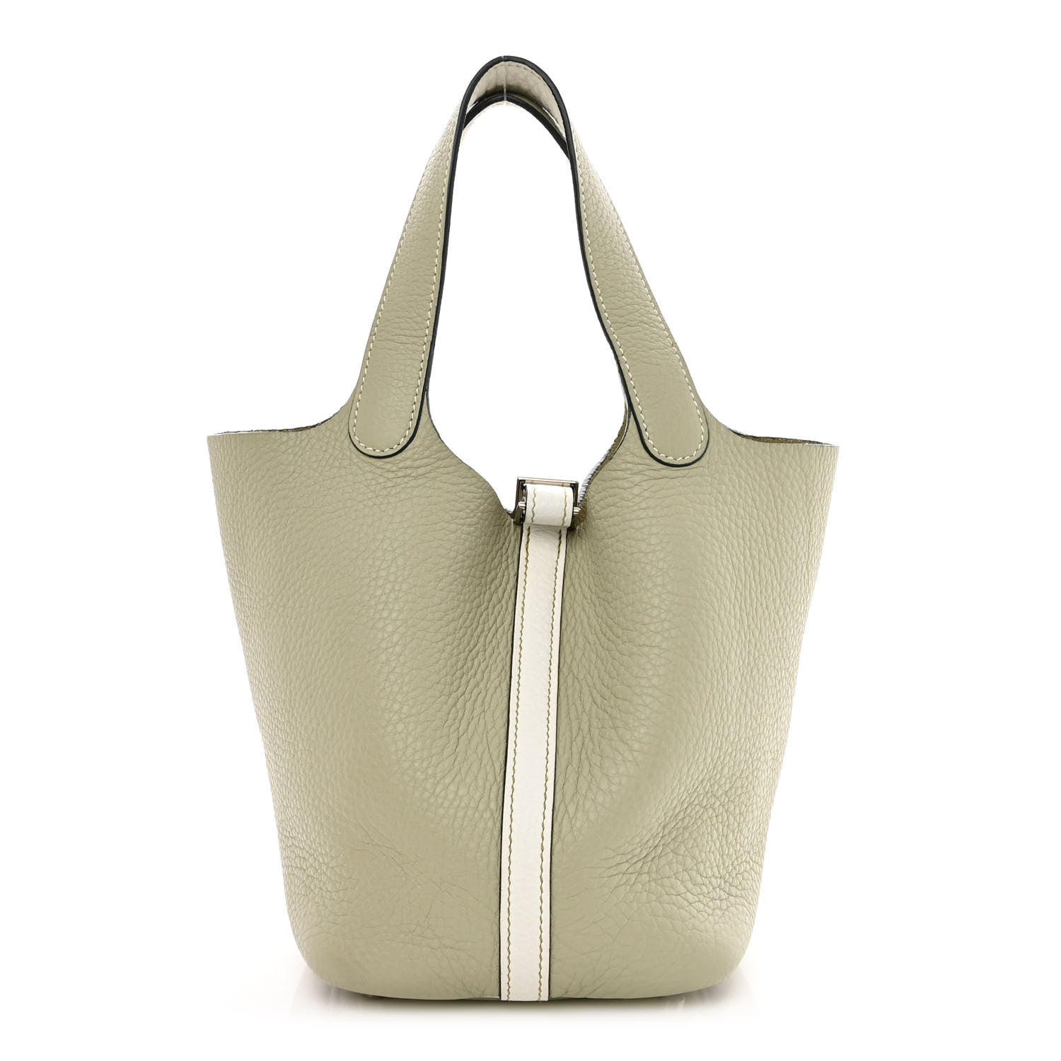 Hermes Taurillon Clemence Bi-Color Picotin 18 PM Sauge Craie 1 of 11