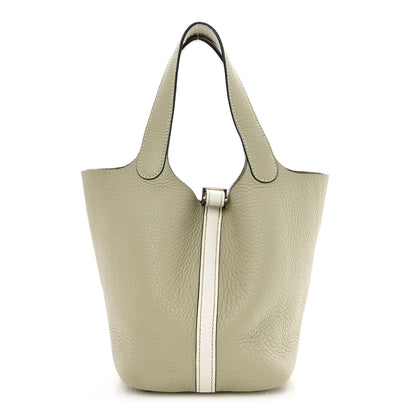 Hermes Taurillon Clemence Bi-Color Picotin 18 PM Sauge Craie 1 of 11