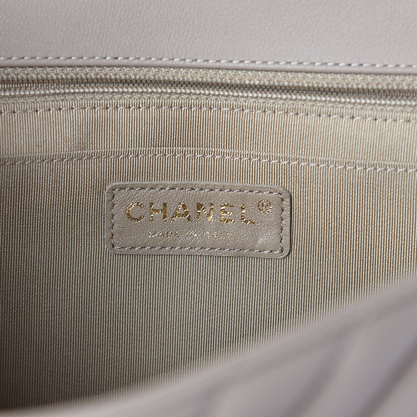 Calfskin Chevron Quilted Medium Statement Flap Grey