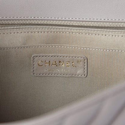 Chanel Calfskin Chevron Quilted Medium Statement Flap Grey 6 of 9