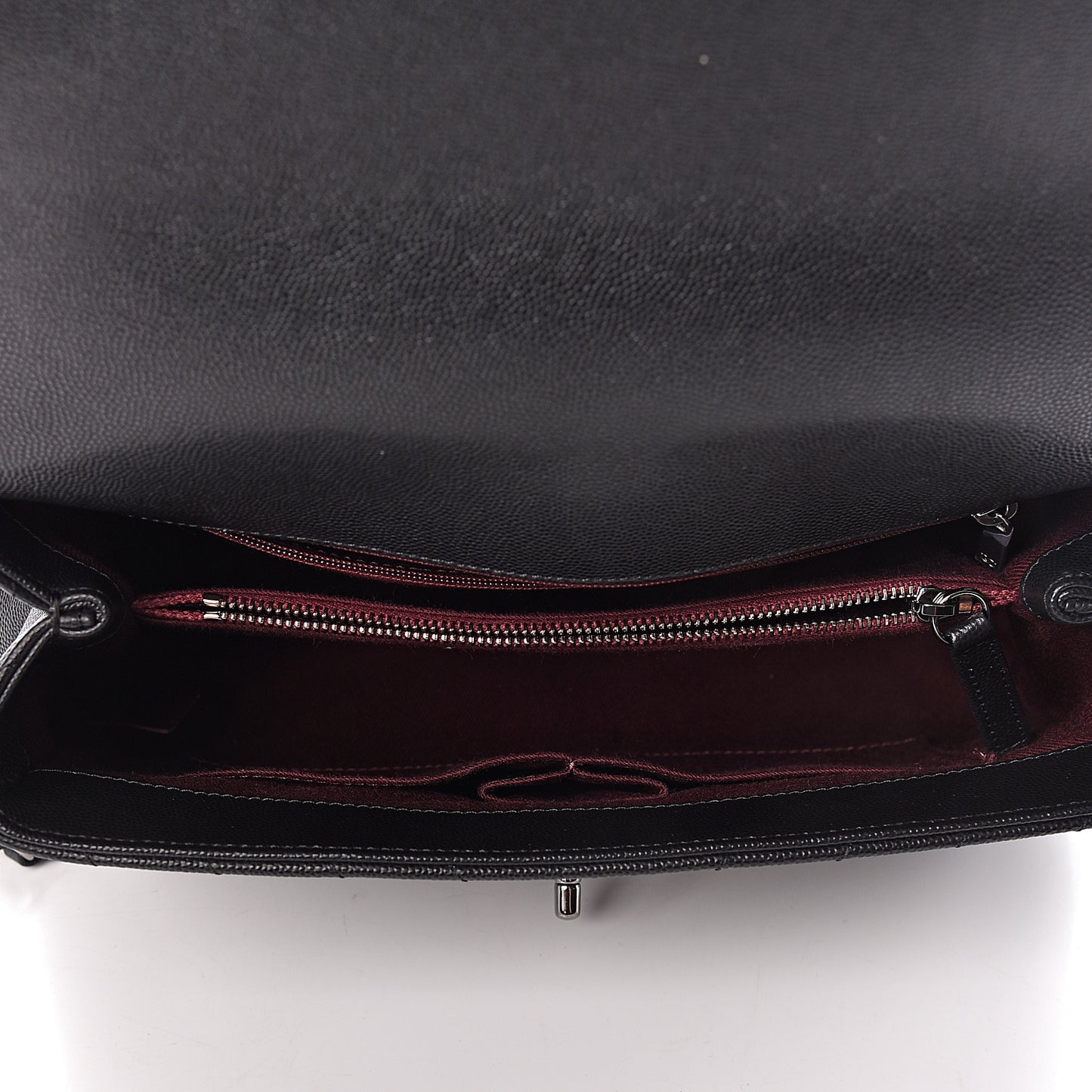 Caviar Chevron Quilted Small Coco Handle Flap Black