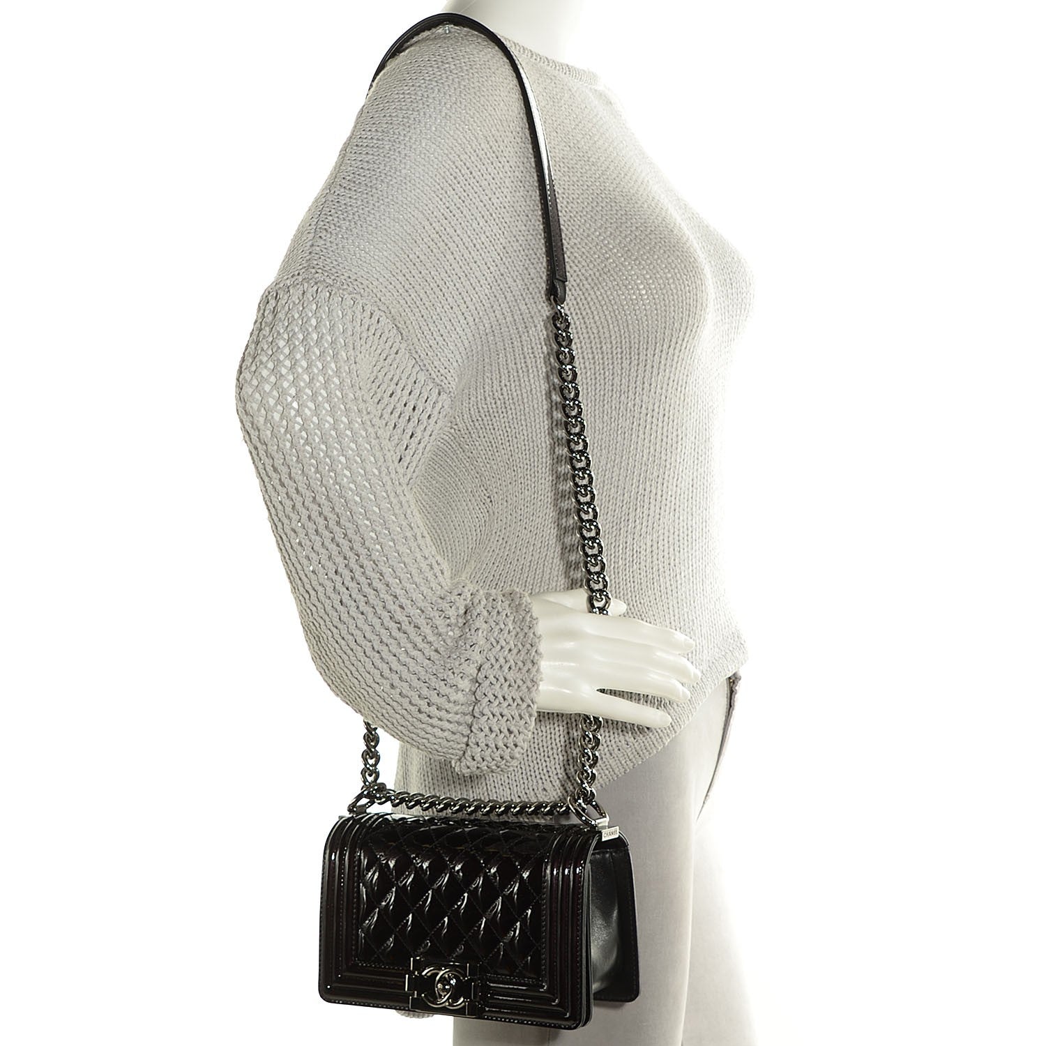 Chanel Patent Calfskin Quilted Small Boy Flap Black 2 of 9