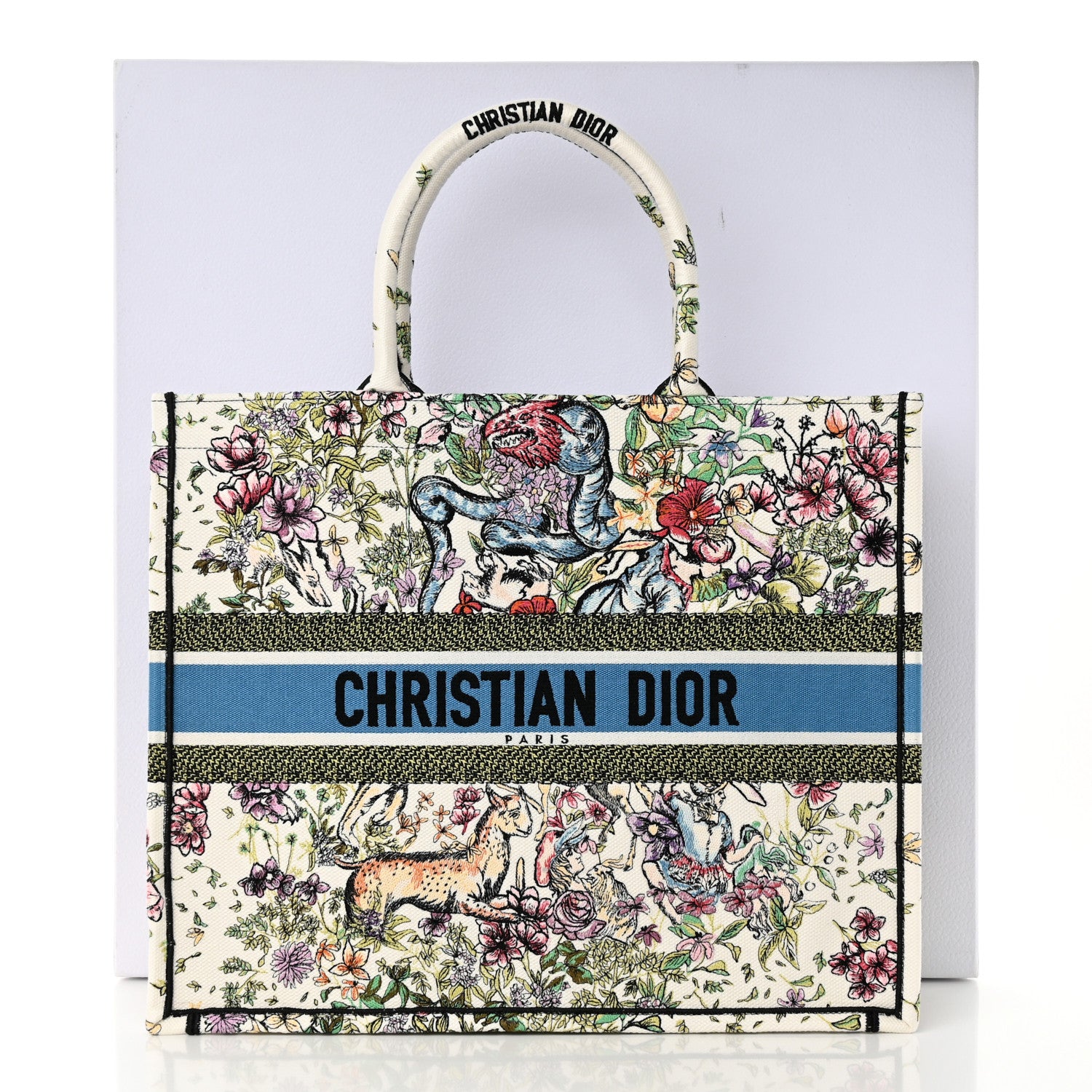 Christian Dior Canvas Embroidered Large D-Constellation Book Tote Latte Multicolor 11 of 11
