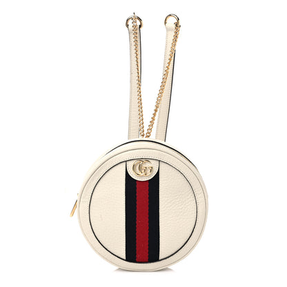 Gucci Textured Calfskin Web Mini Ophidia Round Backpack Mystic White 1 of 9