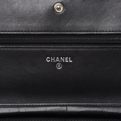 Chanel Lambskin Diamond Stitched Wallet On Chain WOC Black 7 of 11