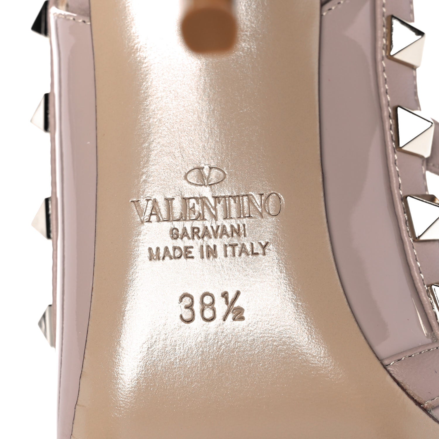 Valentino Garavani Patent Rockstud Ankle Strap Pumps 38.5 Poudre 6 of 9
