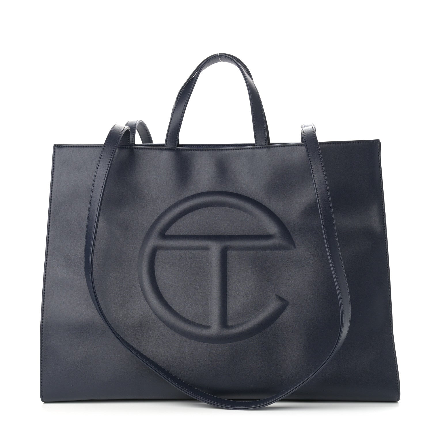 Telfar Vegan Leather Medium Shopping Bag Navy 1 of 10