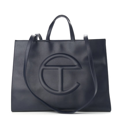 Telfar Vegan Leather Medium Shopping Bag Navy 1 of 10