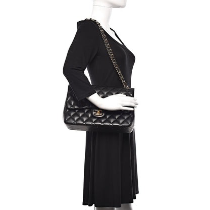 Chanel Lambskin Quilted Jumbo Double Flap Black 1 of 12