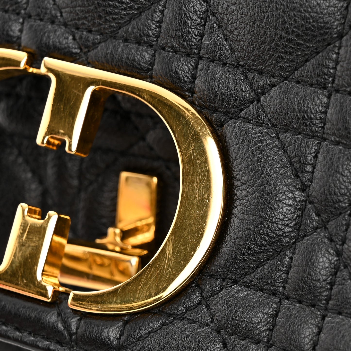 Calfskin Cannage Medium Caro Bag Black