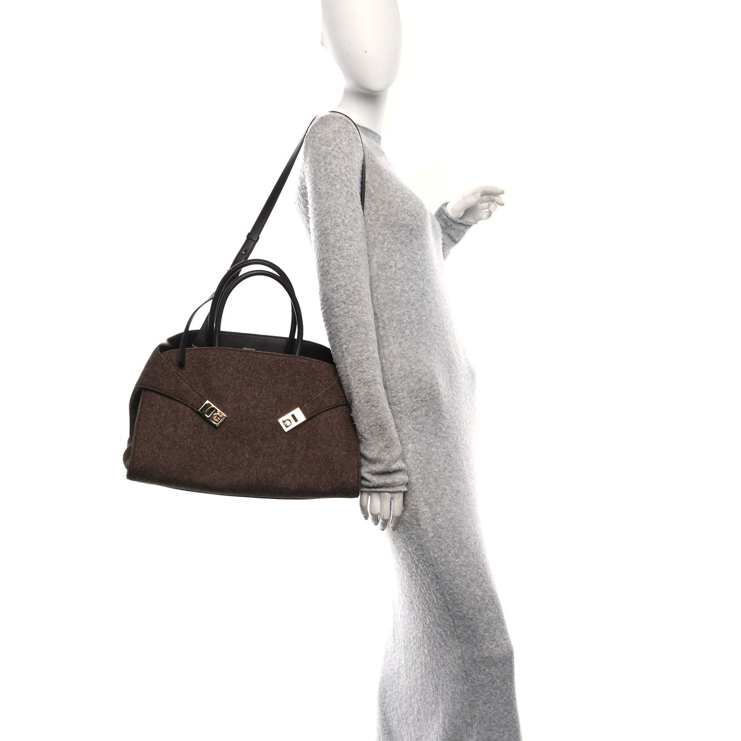 Wool Felt Medium Hug Bag Brown