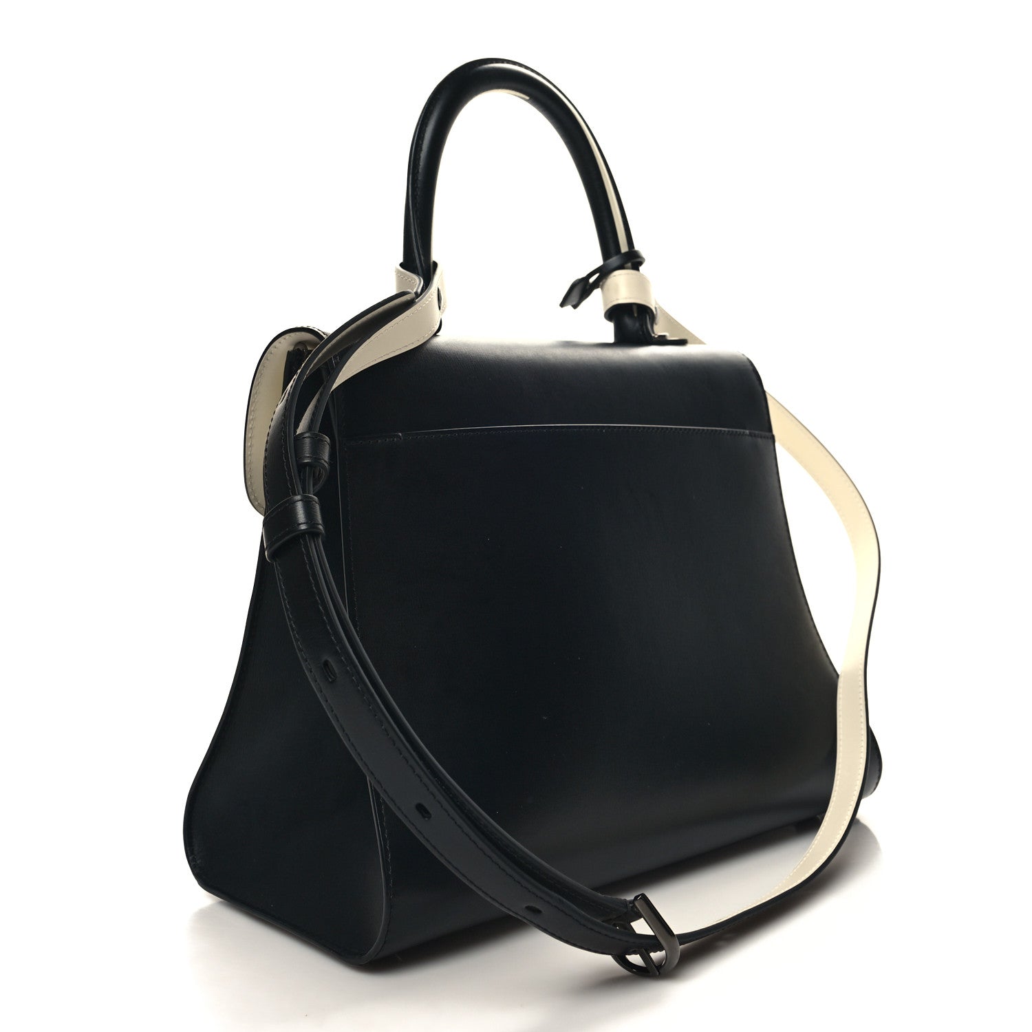 Delvaux Box Calfskin Light And Shadow MM Brillant Satchel Black Ivory 3 of 14