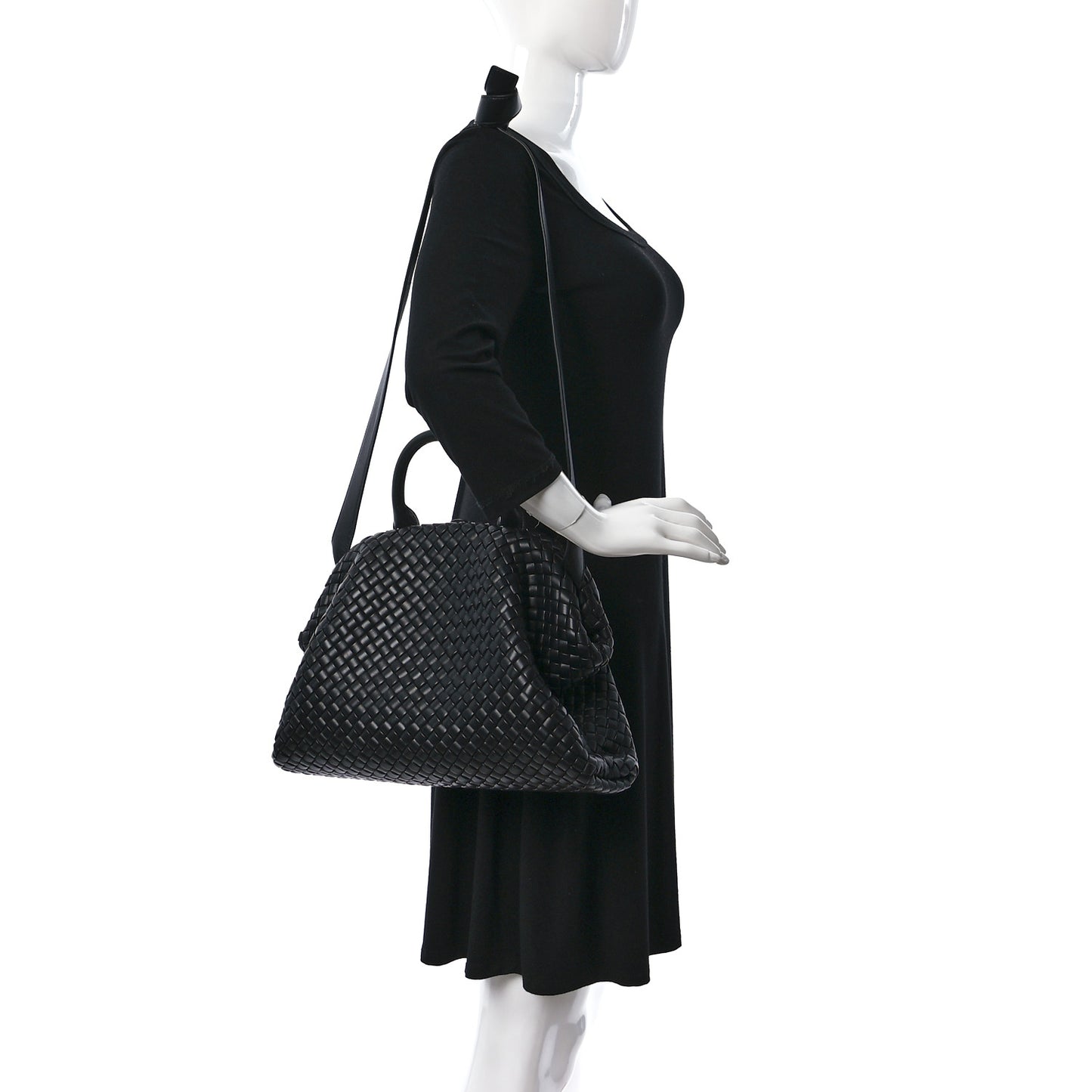 Nappa Intrecciato Medium Padded The Handle Tote Black