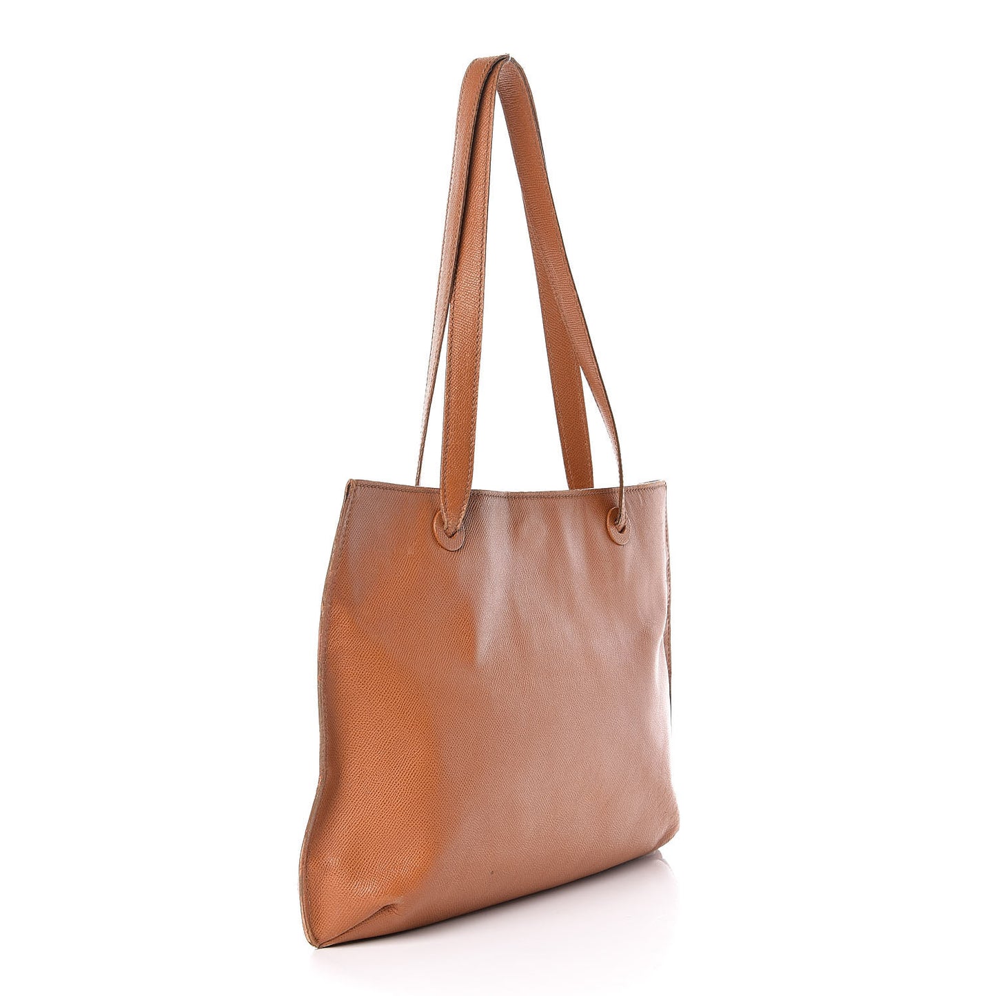 Grained Calfskin Logo Tote Brown