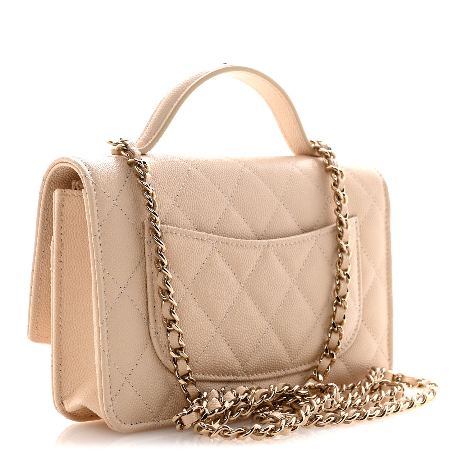 Chanel Caviar Quilted Trendy Handle Clutch With Chain Ecru 3 of 10