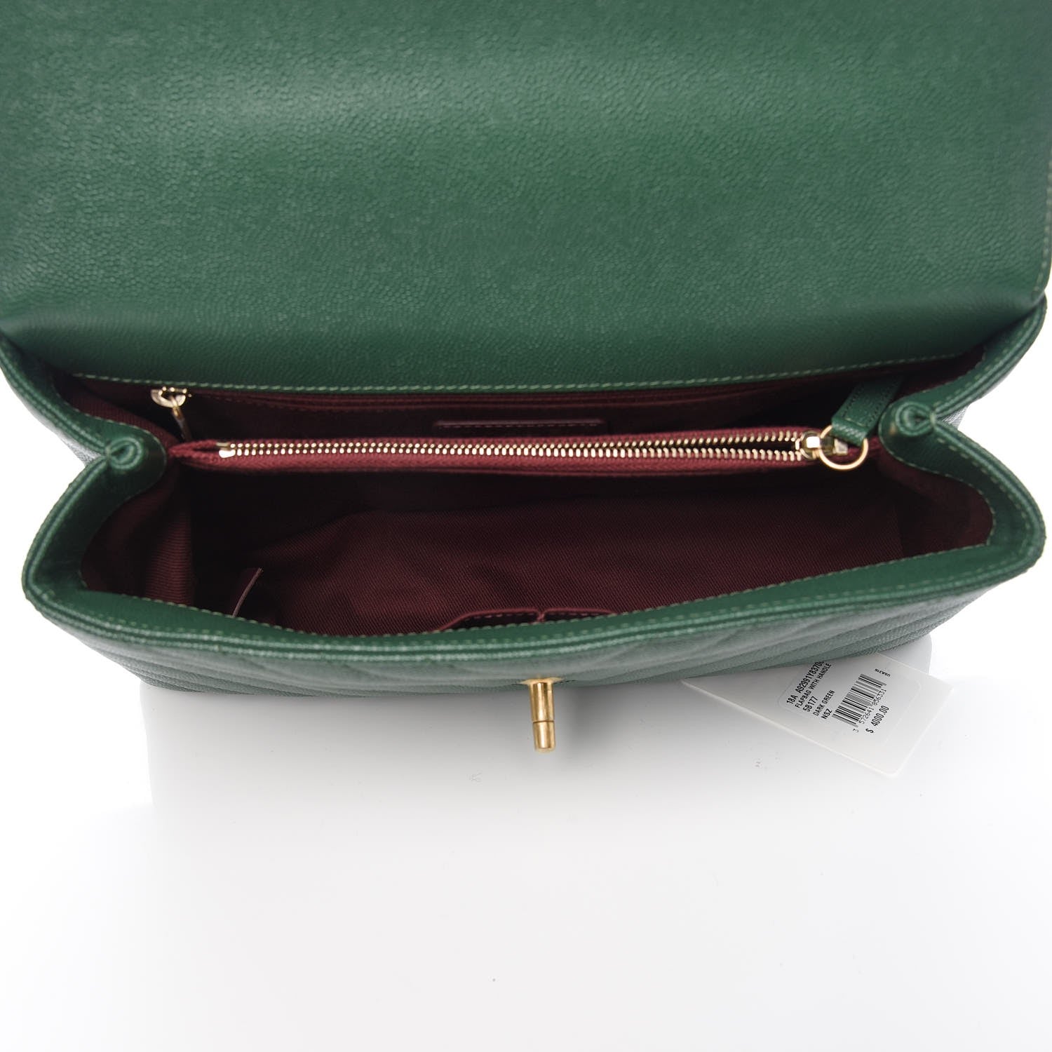 Chanel Caviar Chevron Quilted Small Coco Handle Flap Dark Green 6 of 10