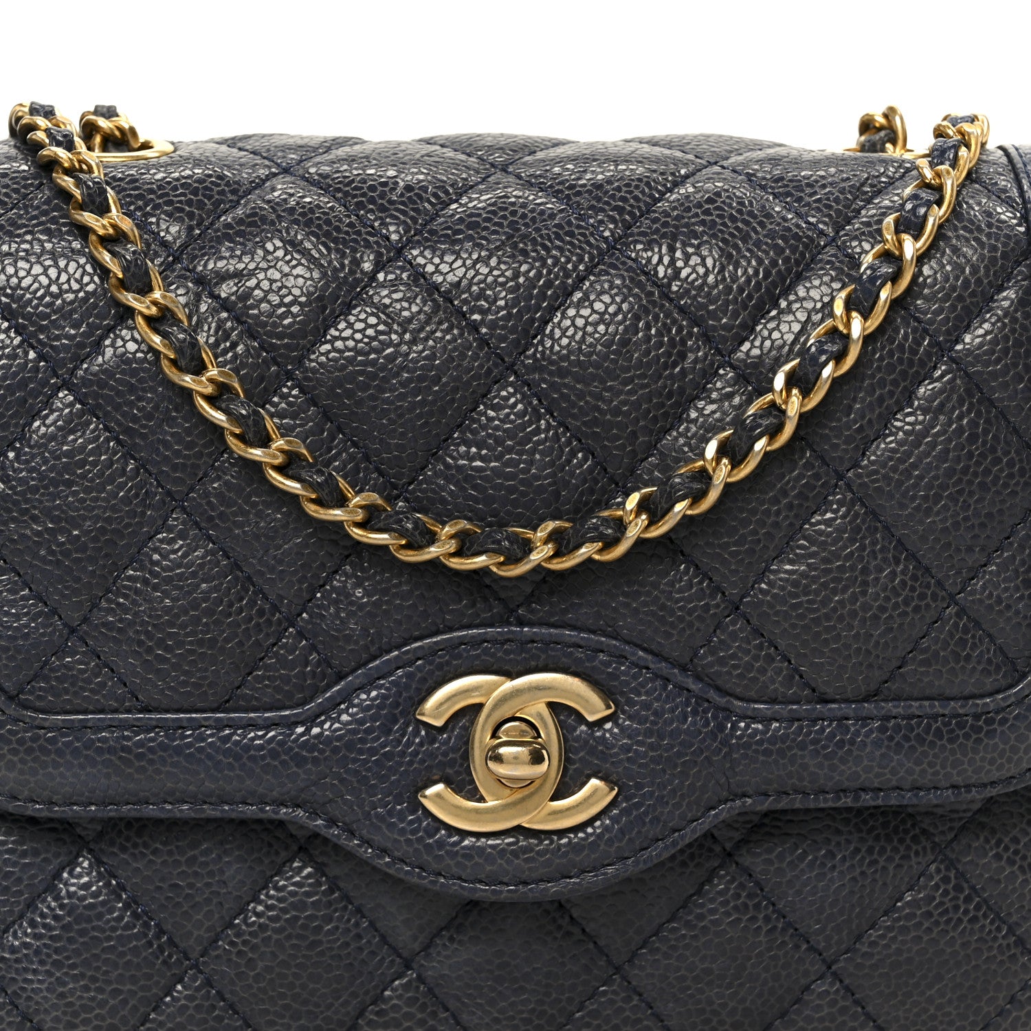 Chanel Crumpled Grained Calfskin Quilted Mini Two Tone Flap Blue 9 of 12