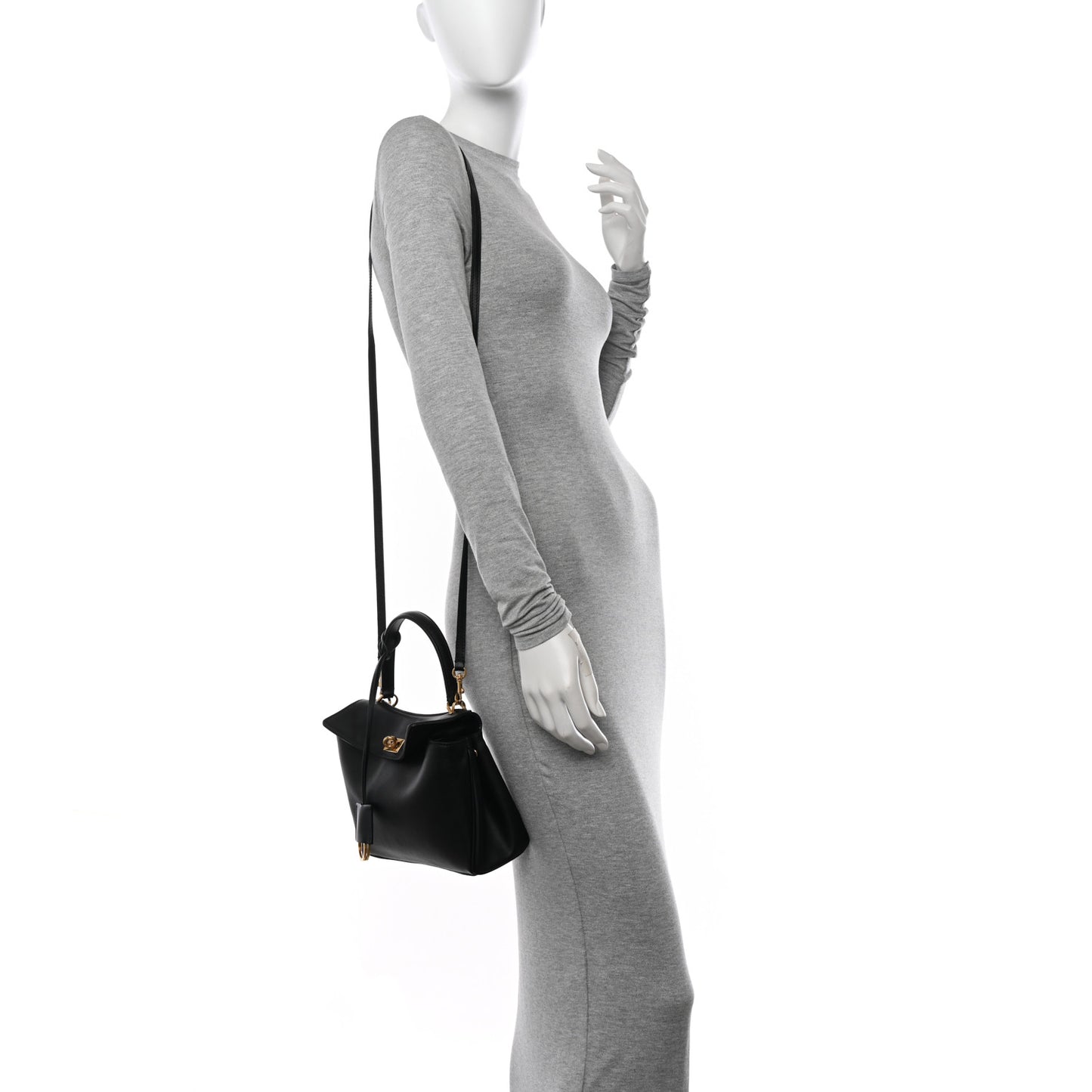 Natural Smooth Calfskin Mini Rodeo Top Handle Handbag Black