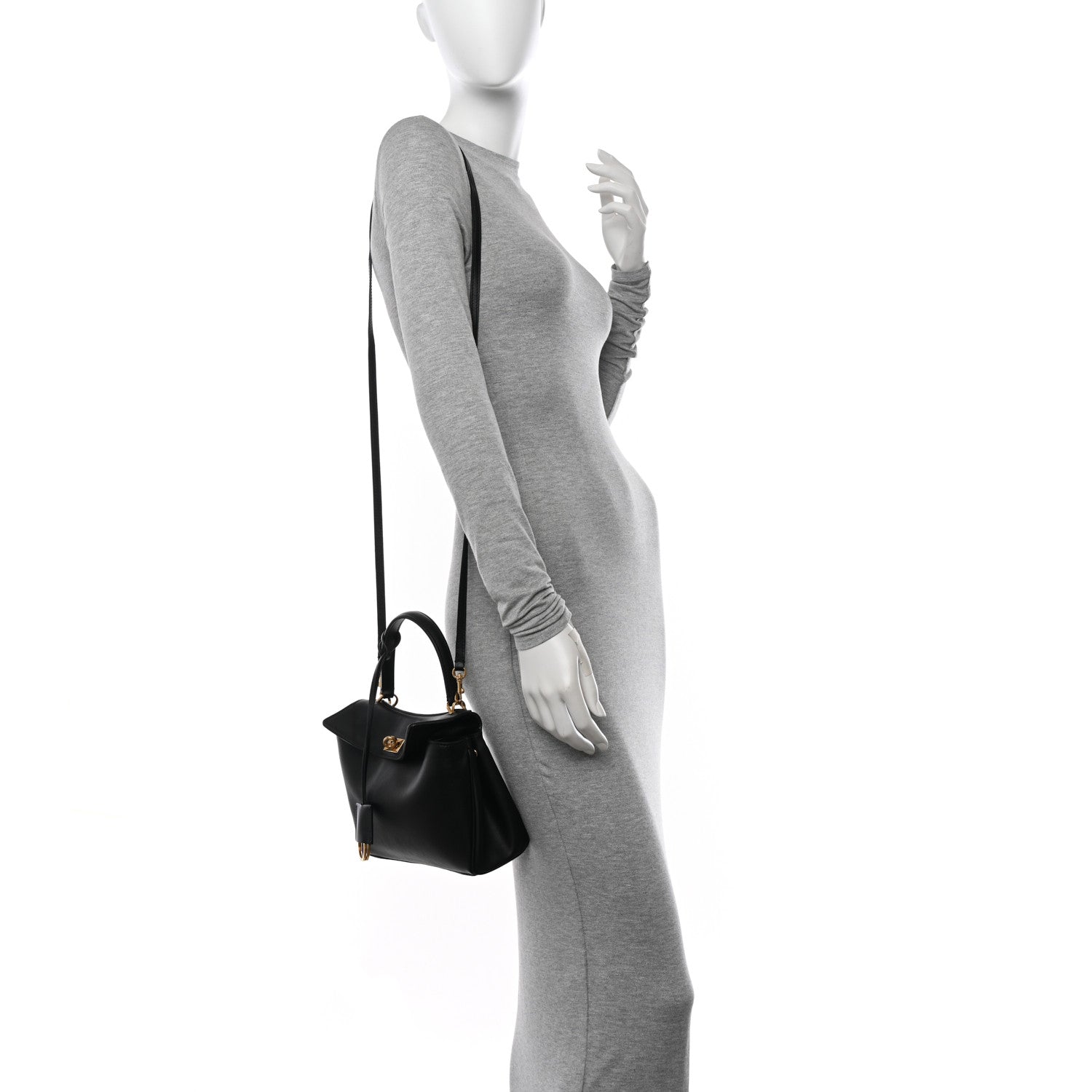 Balenciaga Natural Smooth Calfskin Mini Rodeo Top Handle Handbag Black 2 of 9