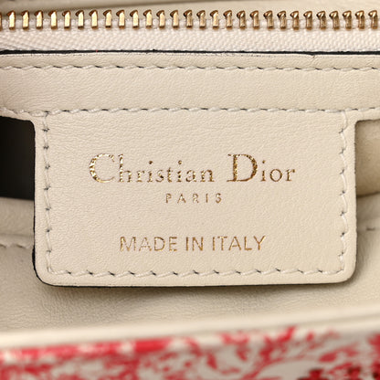Christian Dior Lambskin Embroidered Floral Toile de Jouy Medium Lady Dior White Red 6 of 11