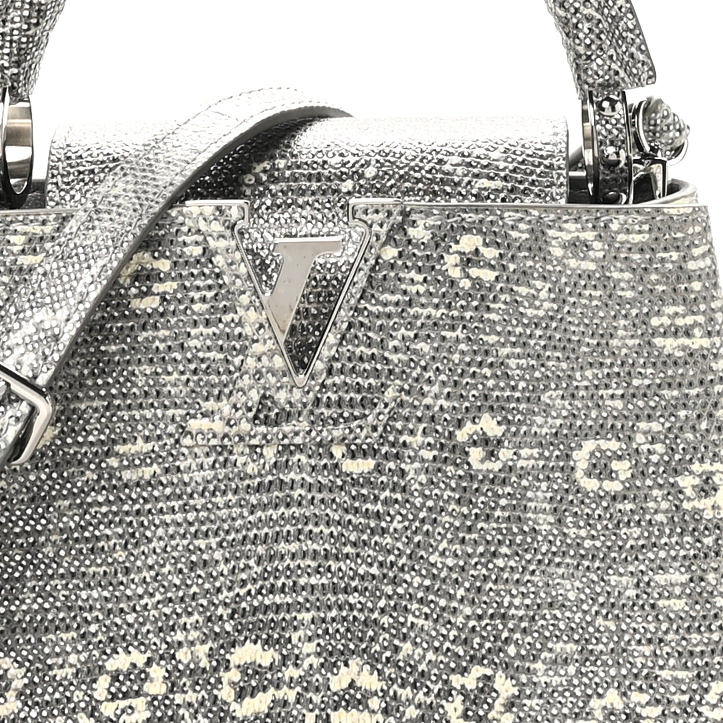 Lizard Mini Capucines Argento