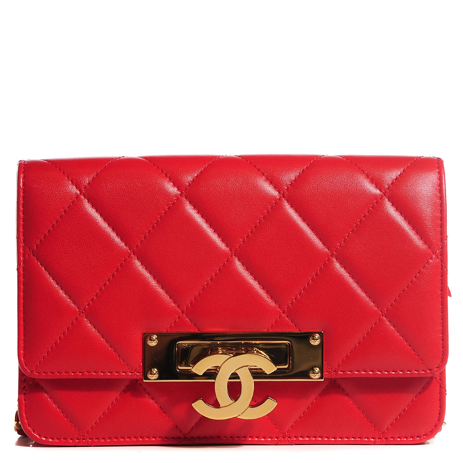 Chanel Lambskin Quilted Golden Class Wallet on Chain WOC Red 1 of 9