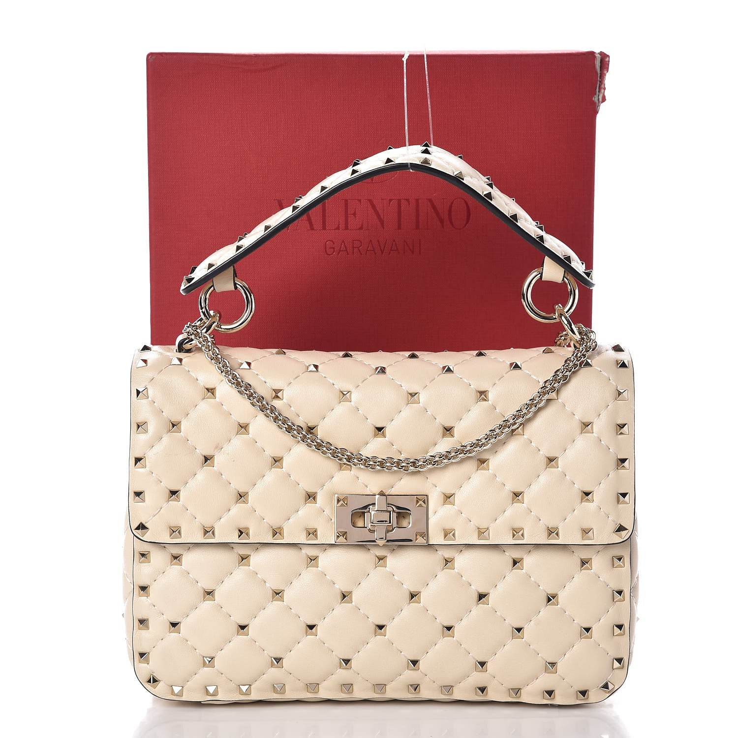 Valentino Garavani Nappa Medium Rockstud Spike Shoulder Bag Light Ivory 11 of 11