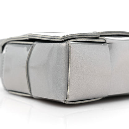 Bottega Veneta Metallic Patent Calfskin Maxi Intrecciato Extra Mini Cassette Crossbody Bag Silver 7 of 8
