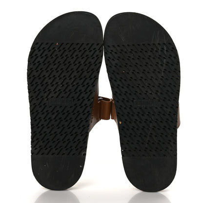 Hermes Calfskin Womens Chypre Sandals 40.5 Gold 5 of 12