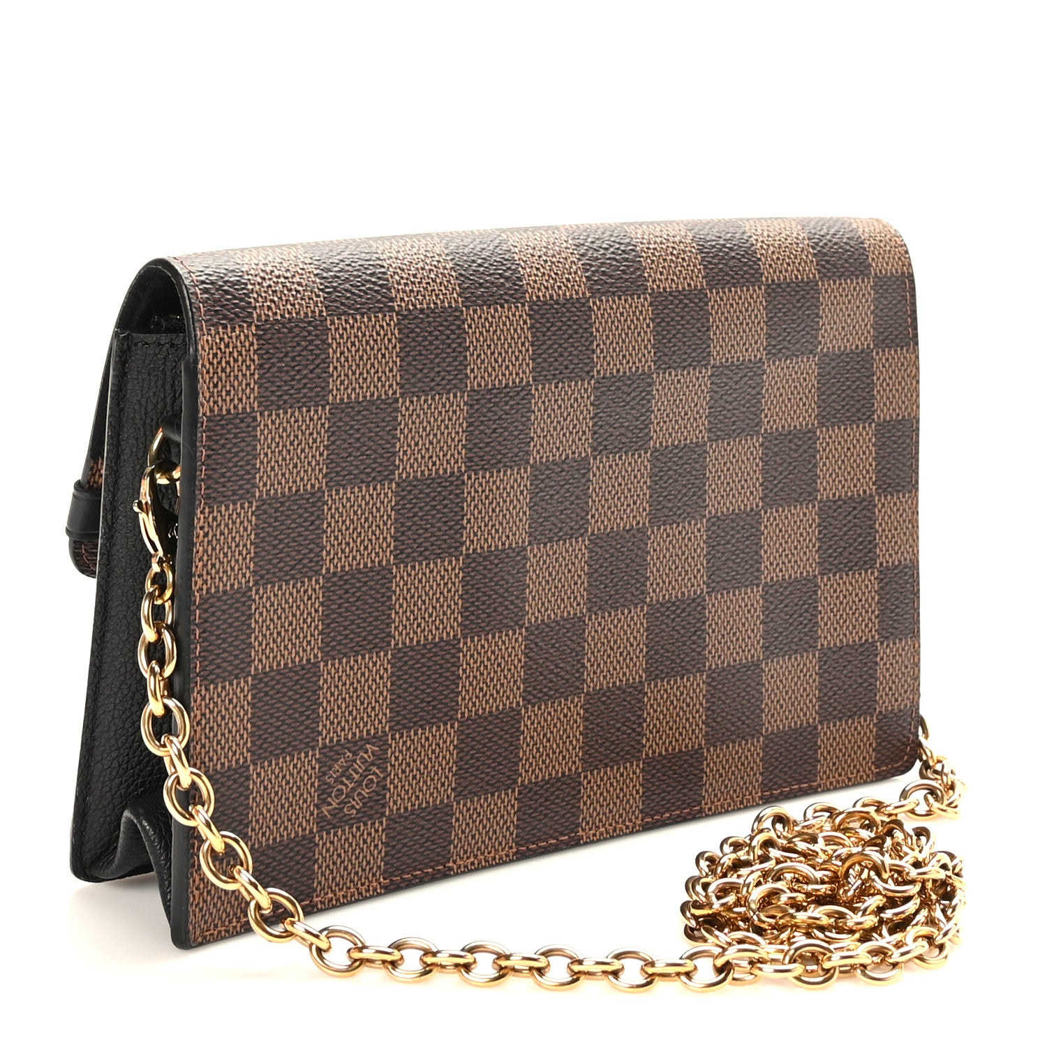 Louis Vuitton Damier Ebene Vavin Chain Wallet Black 3 of 9