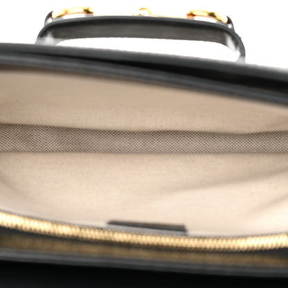 Gucci Jacquard Black Denim GG Monogram Textured Dollar Calfskin Horsebit 1955 Shoulder Bag Black Ivory 5 of 16