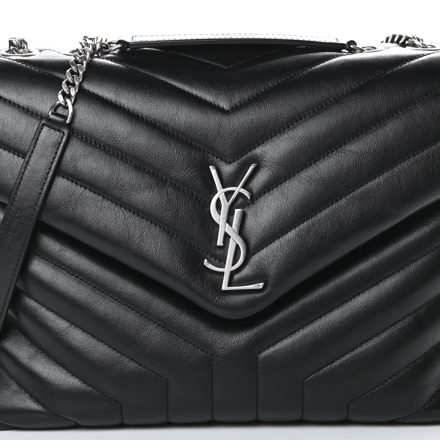 Saint Laurent Calfskin Y Quilted Monogram Medium Loulou Chain Satchel Black 9 of 15