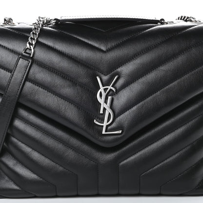 Saint Laurent Calfskin Y Quilted Monogram Medium Loulou Chain Satchel Black 9 of 15