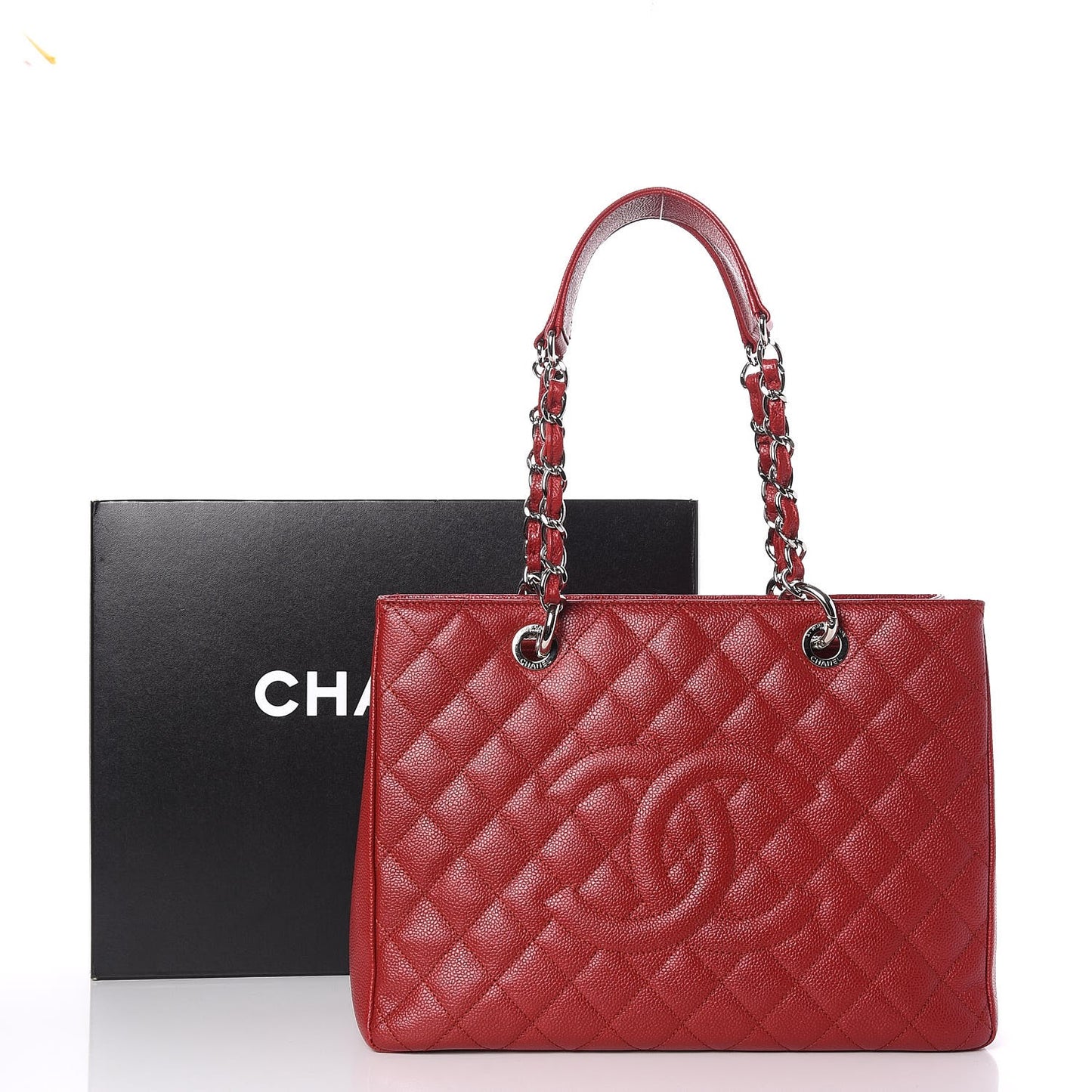 Caviar Quilted Grand Shopping Tote GST Red